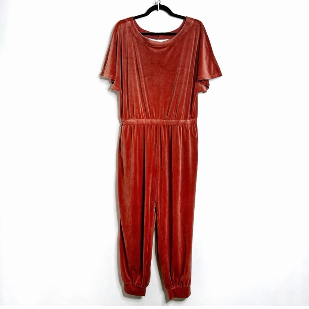 ANTHROPOLOGIE Saturday Sunday Linda Velvet Jumpsuit Fawn Mauve
